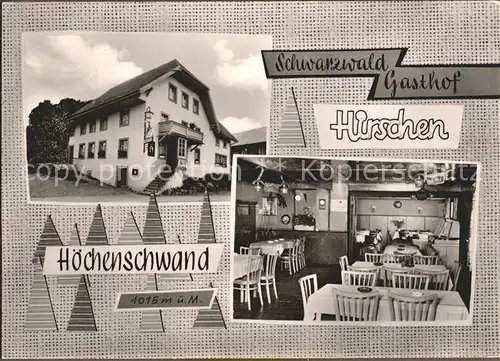 Hoechenschwand Schwarzwald Gasthof Hirschen Kat. Hoechenschwand