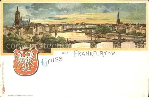 Frankfurt Main Wappen Litho  Kat. Frankfurt am Main