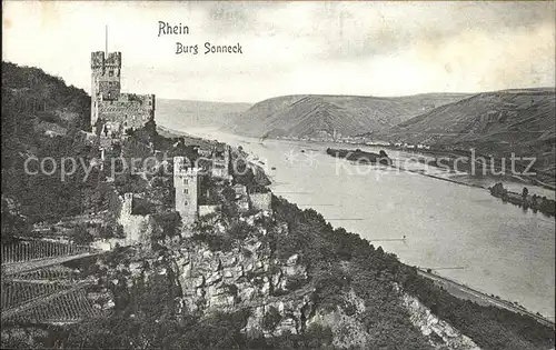 Niederheimbach Bingen Panorama Burg Sonneck Kat. Niederheimbach Rhein