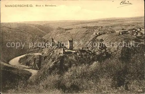 Manderscheid Eifel Panorama Blick vom Belvedere Burgruine Kat. Manderscheid