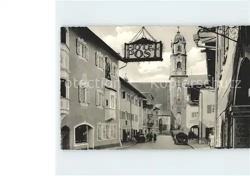 Mittenwald Bayern Blick vom Hotel Post auf Obermarkt und Kirche Kat. Mittenwald