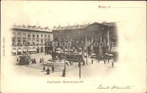 Reims Champagne Ardenne Place Royale Statue de Louis XV Monument Tram Kat. Reims