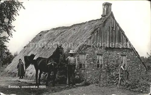 Emmen Netherlands omstreeks 1900 Pferd Bauernhaus Kat. Emmen