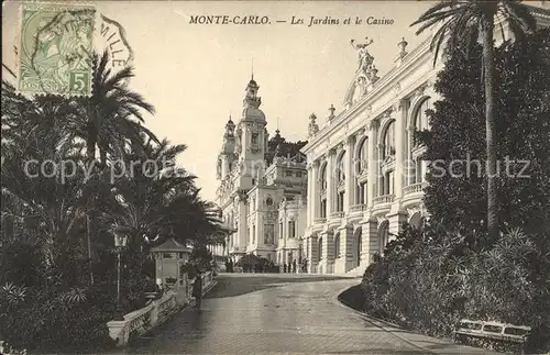 Monte Carlo Les Jardins et le Casino Stempel auf AK Kat. Monte Carlo