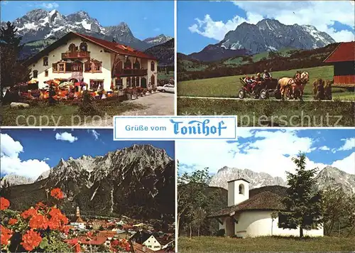 Mittenwald Bayern Hotel Toni Hof Pferdekutsche Kirche  Kat. Mittenwald