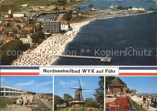 Wyk Foehr Fliegeraufnahme Wellenbad Muehle Strand Kat. Wyk auf Foehr