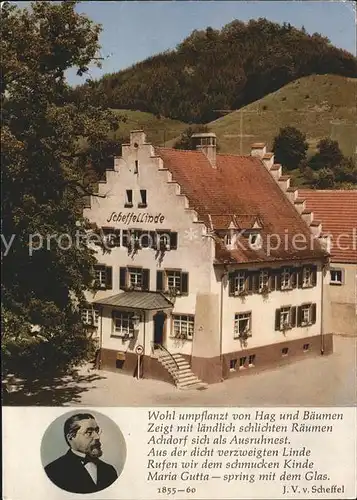 Blumberg Baden Gasthof Pension Neue Scheffellinde Gedicht J. V. v. Scheffel  Kat. Blumberg