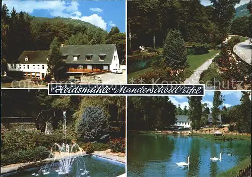 Manderscheid Eifel Hotel Restaurant Cafe Heidsmuehle Fontaene Schwanenteich Kat. Manderscheid