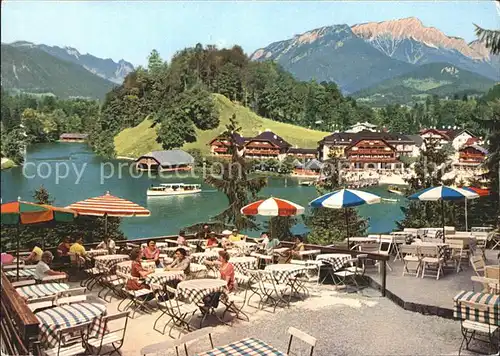 Koenigssee Cafe Restaurant Malerwinkel Terrasse mit Untersberg / Schoenau a.Koenigssee /Berchtesgadener Land LKR