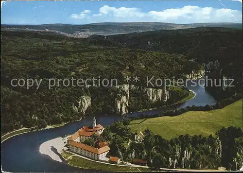 Weltenburg Kelheim Kloster Weltenburg mit Donaudurchbruch Fliegeraufnahme Kat. Kelheim