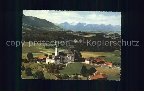 Steingaden Oberbayern Wieskirche Fliegeraufnahme Kat. Steingaden