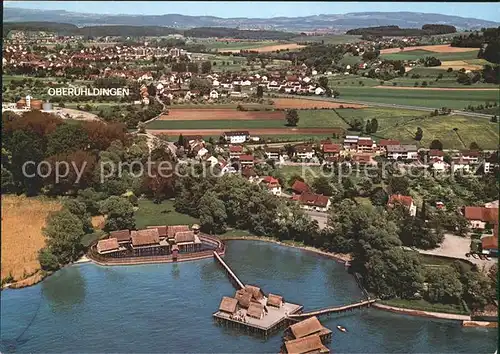 Unteruhldingen am Bodensee Pfahlbauten Fliegeraufnahme Kat. Uhldingen Muehlhofen