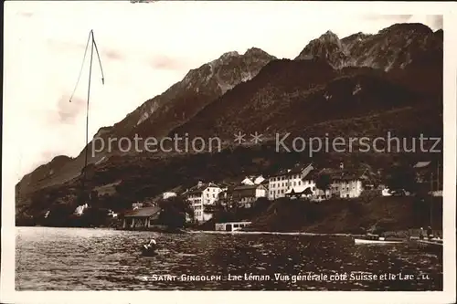 Saint Gingolph Haute Savoie Vue generale cote Suisse et le Lac Kat. Saint Gingolph