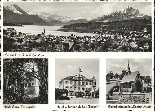 Kuessnacht Hotel Pension du Lax Seehof Hohle Gasse Tellskapelle Gedaechnitskapelle Koenigin Astrid Kat. Kuessnacht