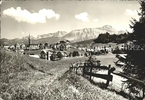 Schwellbrunn Gesamtansicht Kurort Blick zum Saentis Appenzeller Alpen Kat. Schwellbrunn