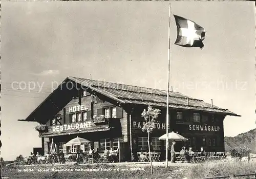 Schwaegalp Hotel Restaurant Passhoehe am Saentis Schweizer Flagge Kat. Schwaegalp