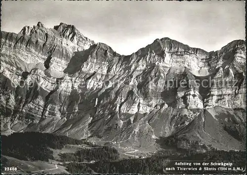 Schwaegalp Aufstieg nach Tierwies und Saentis Bergtour Appenzeller Alpen Kat. Schwaegalp