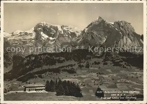 Unterwasser Toggenburg Bergrestaurant Iltios mit Saentis und Schafberg Kat. Unterwasser