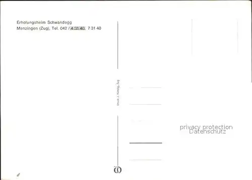 Menzingen Zug Erholungsheim Schwandegg Panorama Kat. Menzingen