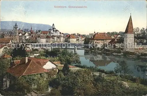 Solothurn Generalansicht Aare Bruecke Krummer Turm Kathedrale Kat. Solothurn