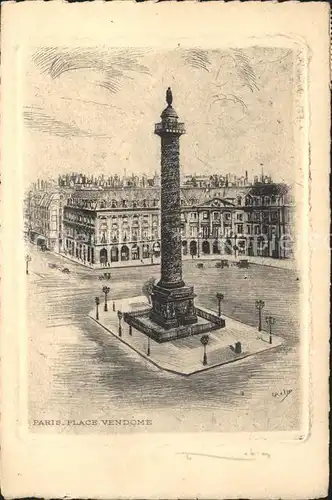 Paris Place Vendome Monument Kuenstlerkarte Kat. Paris