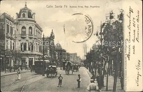 Buenos Aires Calle Santa Fe Strassenbahn Pferdewagen Kat. Buenos Aires