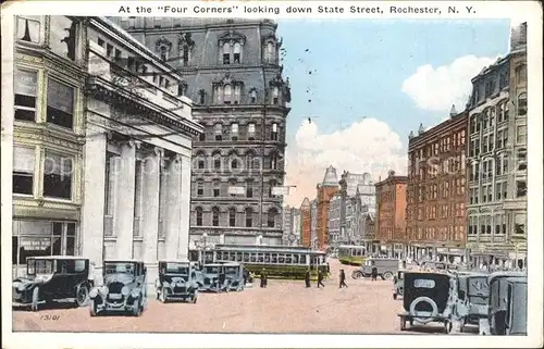 Rochester New York At Four Corners looking down State Street Kat. Rochester