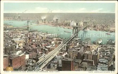 New York City Brooklyn and Manhattan Bridges / New York /