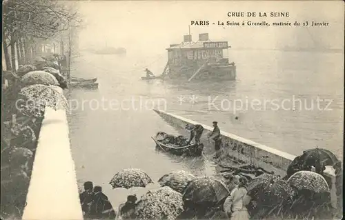 Paris Seine a Grenelle Inondations 1910 Hochwasser Katastrophe Kat. Paris