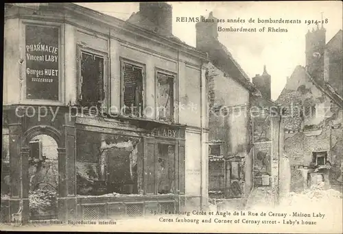 Reims Champagne Ardenne Bombardement Grande Guerre Ruines 1. Weltkrieg Kat. Reims