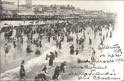 Atlantic City New Jersey Bathing Hour Beach Kat. Atlantic City