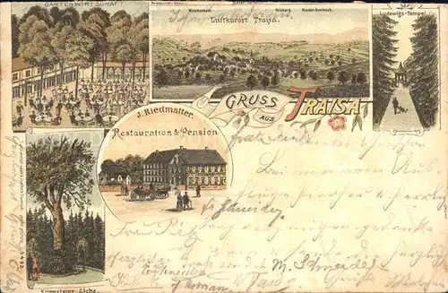 Traisa Darmstadt Restaurant-Pension J. Riedmatter Klipstein Eiche Litho Bahnpost / Muehltal /Darmstadt-Dieburg LKR