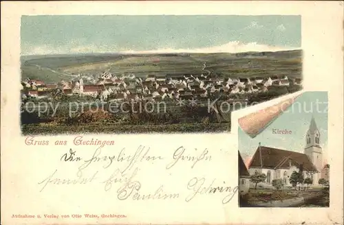 Gechingen Kirche Litho / Gechingen /Calw LKR