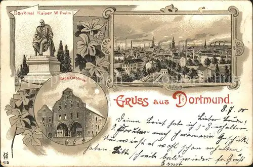 Dortmund Denkmal Kaiser Wilhelm Altes Rathaus Litho / Dortmund /Dortmund Stadtkreis