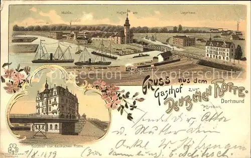 Dortmund Gasthof zur Deutschen Flotte Muehle Hafenamt Lagerhaus Litho / Dortmund /Dortmund Stadtkreis