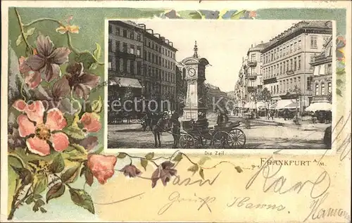 Frankfurt Main Die Zeil Blumen Litho / Frankfurt am Main /Frankfurt Main Stadtkreis