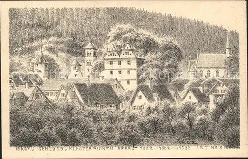 Hirsau Schloss Klosterruinen Steinzeichnung Kuenstler J. Luz / Calw /Calw LKR