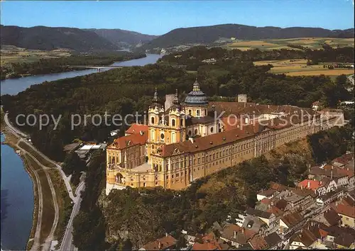 Melk Donau Benediktinerstift Fliegeraufnahme Kat. Melk Wachau