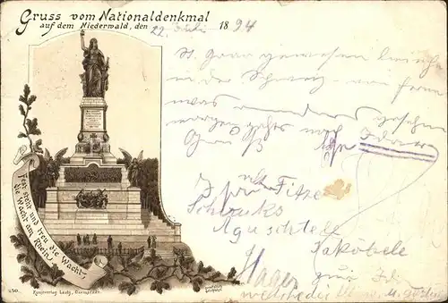 Niederwalddenkmal Nationaldenkmal Kat. Ruedesheim am Rhein