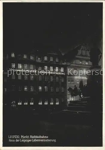 Leipzig Markt Nachtaufnahme Leipziger LV Gebaeude Kat. Leipzig