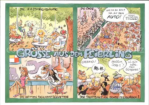 Freiburg Breisgau Feierling Karikaturen Kastanienbaeume netten Bekanntschaften Treffpunkt echte Freiburger Kat. Freiburg im Breisgau