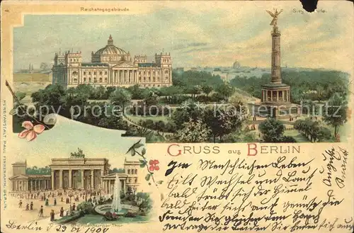 Berlin Reichtagsgebaeude Siegessaeule Brandenburger Thor Kat. Berlin