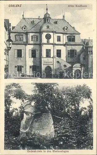 Koblenz Rhein Altes Kaufhaus Gedenkstein Rheinanlagen  Kat. Koblenz