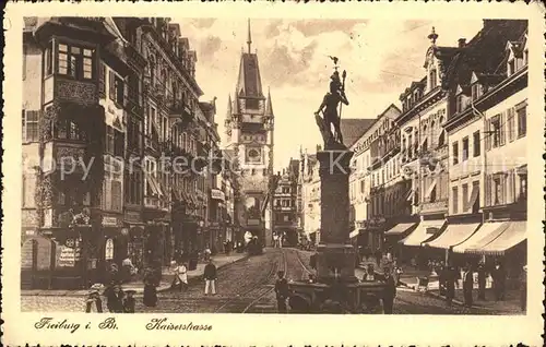 Freiburg Breisgau Kaiserstrasse Brunnen Martinstor Kat. Freiburg im Breisgau