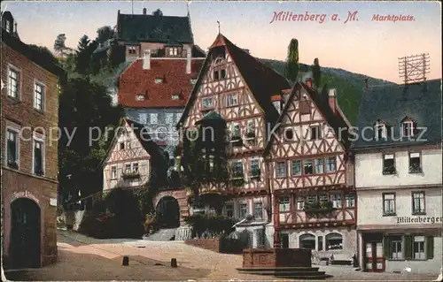 Miltenberg Main Marktplatz Brunnen Fachwerkhaus Kat. Miltenberg