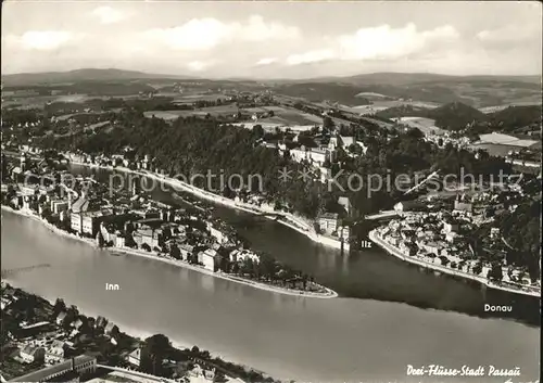 Passau Fliegeraufnahme Donau Inn Ilz  Kat. Passau