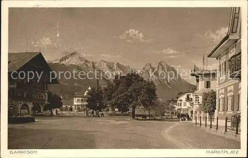 Garmisch Partenkirchen Marktplatz Alpenblick Kat. Garmisch Partenkirchen