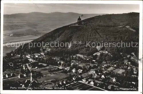 Porta Westfalica Denkmal Kaiser Wilhelm I Fliegeraufnahme Kat. Porta Westfalica