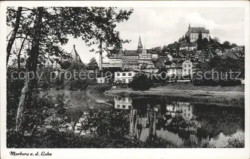 Marburg Lahn Blick zum Schloss Altstadt Kat. Marburg