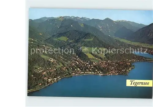 Tegernsee mit Baumgarten und Brecherspitz Mangfallgebirge Fliegeraufnahme Kat. Tegernsee